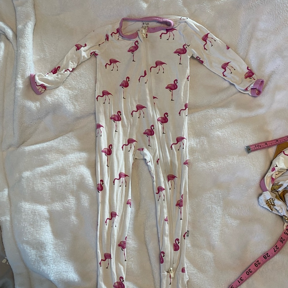 Kyte Baby Flamingo Zipper Footie Sz 12-18 months